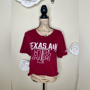 PINK Victorias Secret by 5th & Ocean Texas A&M Maroon Cropped TShirt Sz M